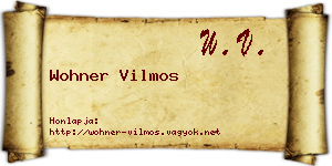 Wohner Vilmos névjegykártya